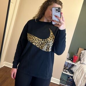 Nike Cheetah Print Swoosh Crew Neck